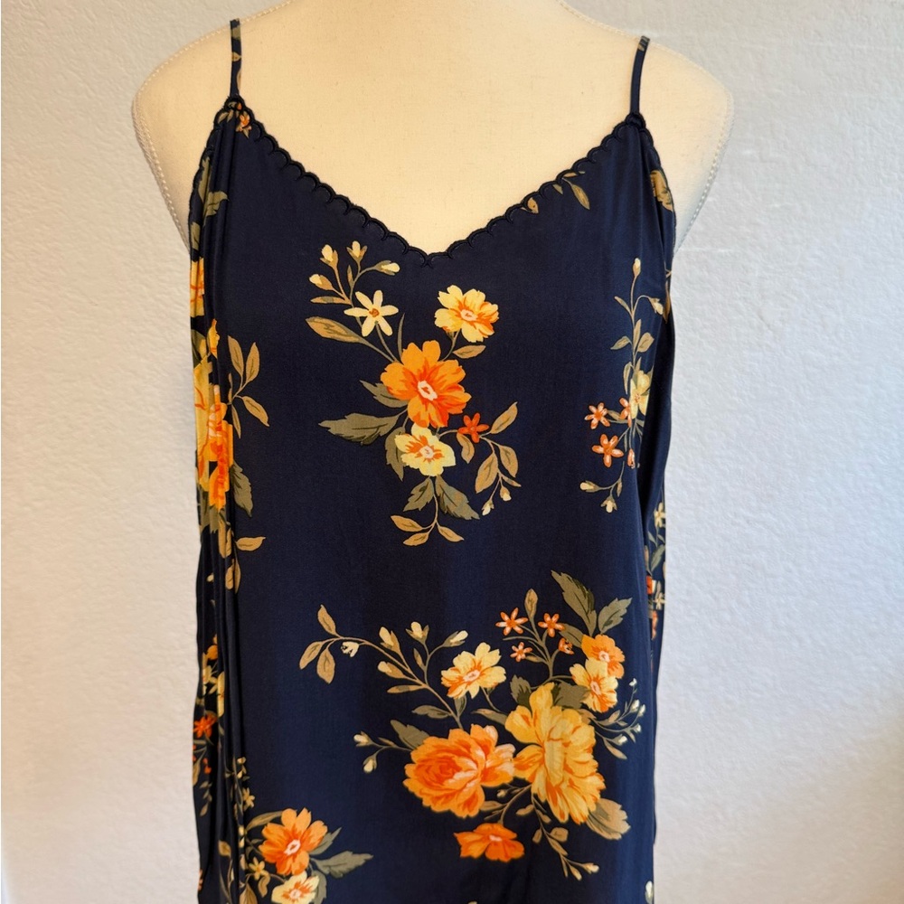 Old Navy Floral Tank with Orange Yellow Blooms
